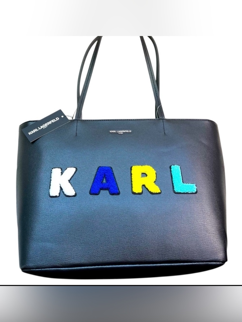 Karl Lagerfeld NEW Tote Name Logo Purse Black